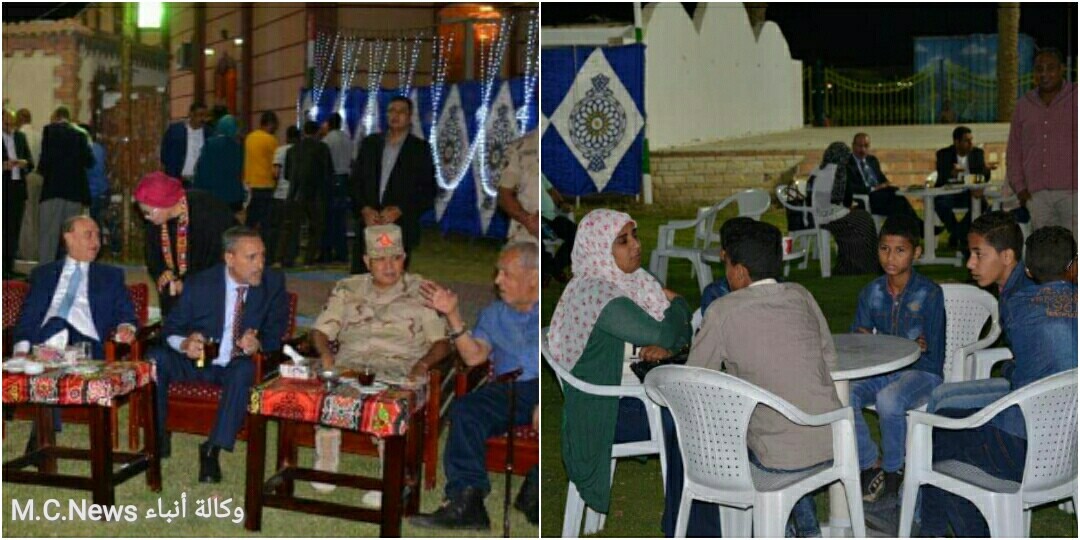 محافظ الإسماعيلية وقائد الجيش والفريق مميش ومدير الأمن يتناولون الإفطار مع الأطفال الأيتام والمسنين